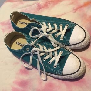 Turquoise converse shoes